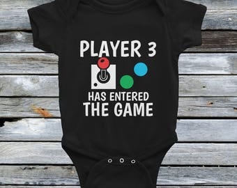 Player 3 Has Entered The Game Onesie Retro - New Born Baby Bodysuits - Player 3 Onesie
