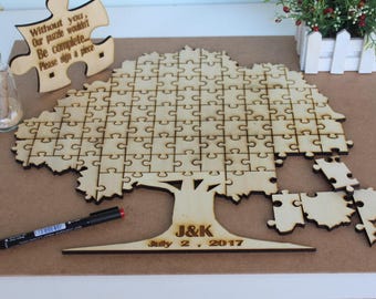 Wedding Guest Book Wedding guest book puzzle Custom guest book personalised guestbook wedding puzzle Tree Wedding Puzzle Rustic Guest book