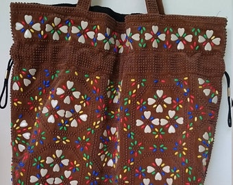 Vintage/ Retro Drawstring Bead Bag