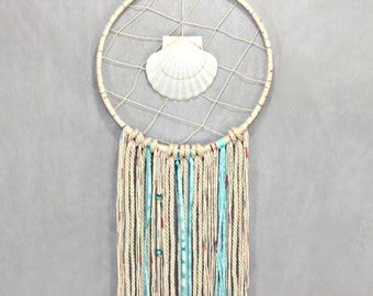 Boho beach decor, Shell bohemian dreamcatcher, Modern dream catcher, Gypsy style home decor, Boho shabby chic decor, Hippie nursery decor