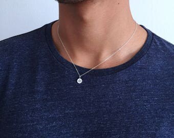 Mens Compass Necklace Sterling Silver Pendant Compass Rose Charm Strength Necklace Nautical Charm Wanderlust Necklace Traveler Necklace Mens