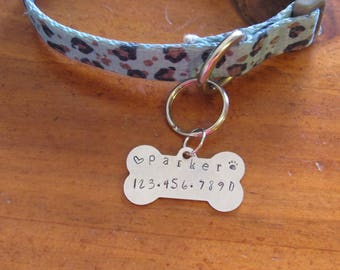 Hand-stamped Pet Tag/Metal Dog Tag/Customized Pet Tag/Hand-stamped Dog Bone