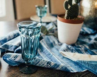 Tall Vintage Old Williamsburg Aquamarine goblet