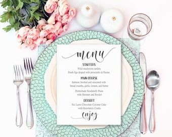 Wedding Menu Printable, Wedding Menu Template, Table Menu, Wedding Menu Cards, Menu Sign, Editable Menu Cards, Bridal Shower Menu, DIY Menu