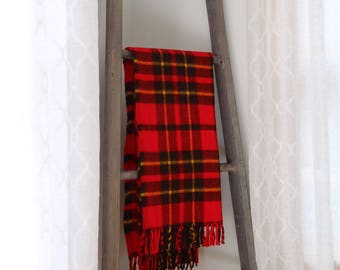 SALE: Vintage Faribo Red & Yellow Plaid Throw - Excellent Condition