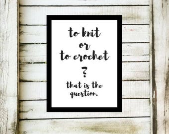 Knit Crochet Print, Knitting Art, Knitter Decor, Digital Knitting Print, Knitting Print Download, Digital Knitting Art, Knitter Gift