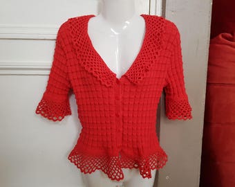 Vest red woman t. 38/40 Hand-knitted