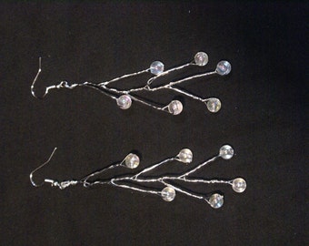 Elegant and fun silver dangle earrings with clear beads