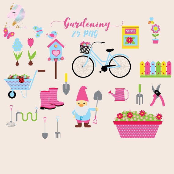 Garden Clipart Set Gardening Clip Art Fl Flower Il 570xn