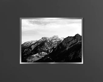 Black White Mountain Dark Photo Mountain Photography Modern Home Decor Scandinavian Print Nordic Printable Instant Download Alps Mountains