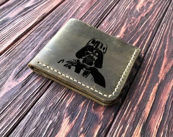 Star Wars Wallet, Personalized Mens Wallet Darth Vader Engraved Leather Wallet Mens Husband Gift, Star Wars Personalized Gift for Men k14