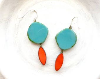 Turquoise Earrings / Statement Earrings / Chandelier Earrings / Boho Earrings / Drop Earrings / Turquoise Jewelry / Bohemian Jewelry