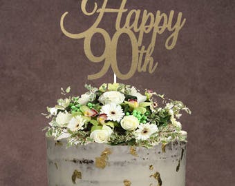 Cake Topper / 90th Birthday Cake Topper / 90th Cake Topper / Birthday Cake Topper / 90th topper Custom Cake Topper / Glitter Cake Topper