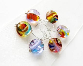 Rainbow Brite - Five Snag Free Stitch Markers - Fits Up To 5.5 mm (9 US) - Limited Edition
