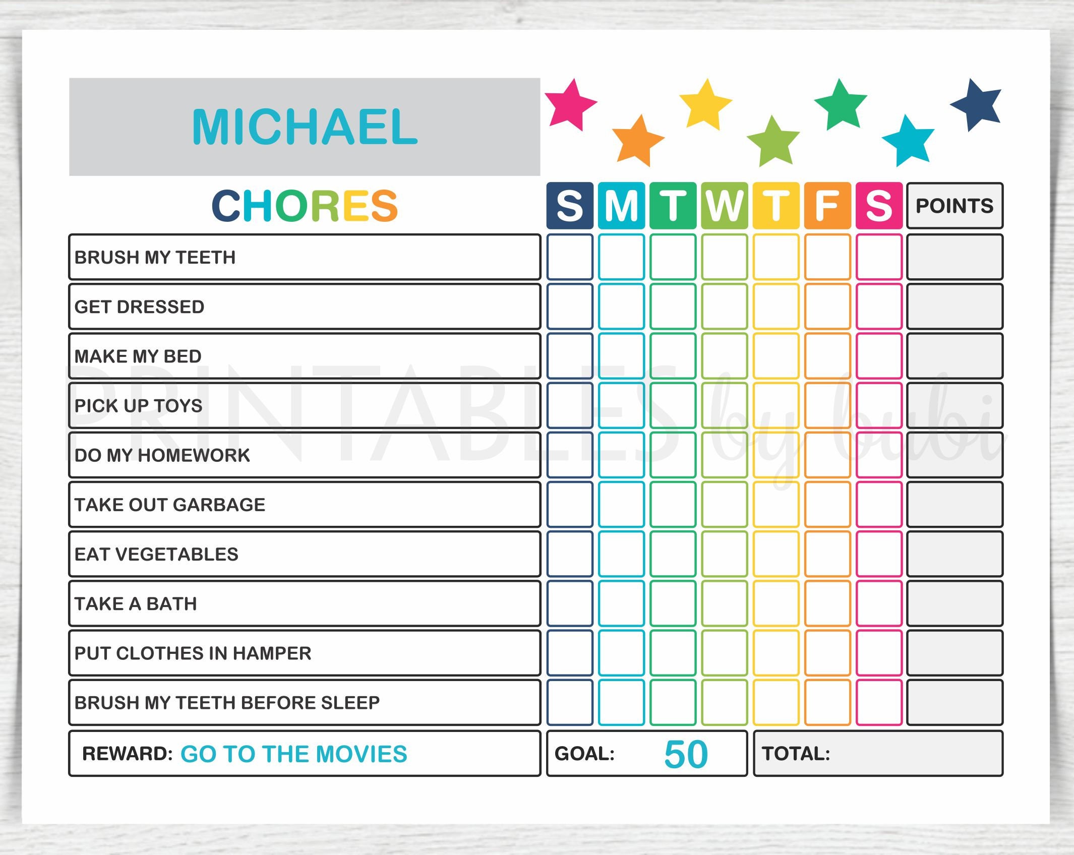 Editable Kids Chore List And Chart Daily
