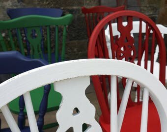Shabby chic mismatch vintage dining chairs custom set painted to order