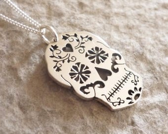 Sterling Silver Sugar Skull Pendant