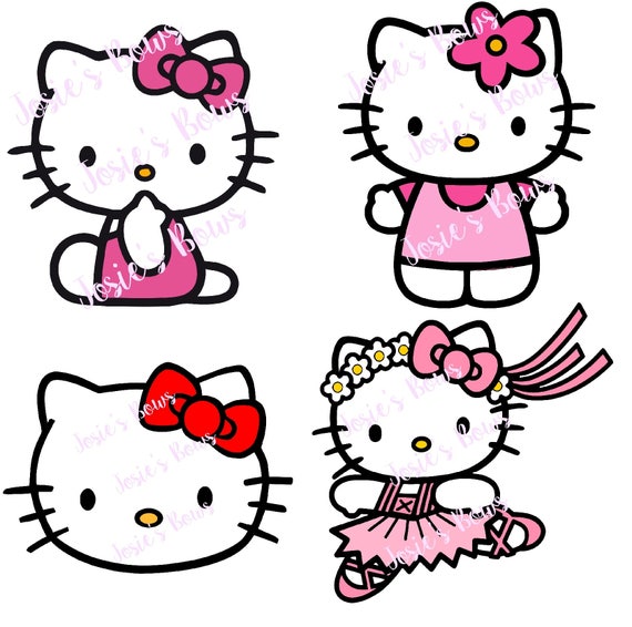 Download Hello Kitty 4 Different Styles Cut Cutting File .SVG . DXF