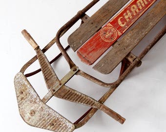 1950s Champion Sno-Liner sled, vintage wooden sled