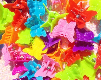 90's Butterfly Clips, 90's Hair Clips, 90's Accessories, Butterfly Clips, Pastel Grunge, Kawaii, 90's Vintage Barrette, 10pc Set