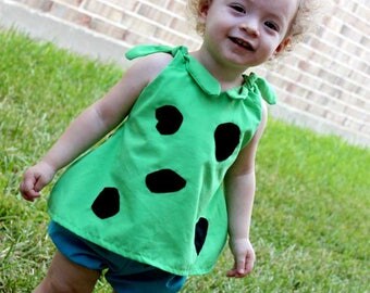 Pebbles Costume -Halloween-PRE-Order -Top and Bottom-Bone Hair Clip Included - baby - toddler - girl-PRE-Order