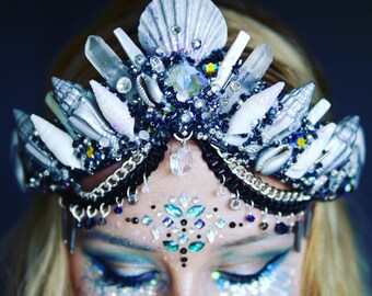The OUTER SPACE Mermaid Crown with Swarovski Crystal / headband / headdress