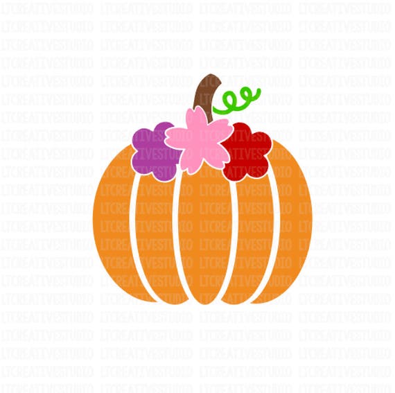 Download Pumpkin SVG Pumpkin With Flowers Silhouette Cut File Cricut