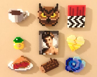 Twin Peaks Retro Magnets Perler Bead Pins 8 bit Pixel Art