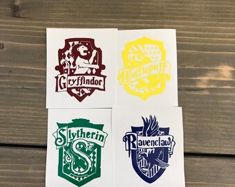 Hogwarts House Crests Vinyl Decals, Gryffindor, Hufflepuff, Ravenclaw, Slytherin, Harry Potter, Yeti Decal, Laptop, Cell Phone, Car Decal
