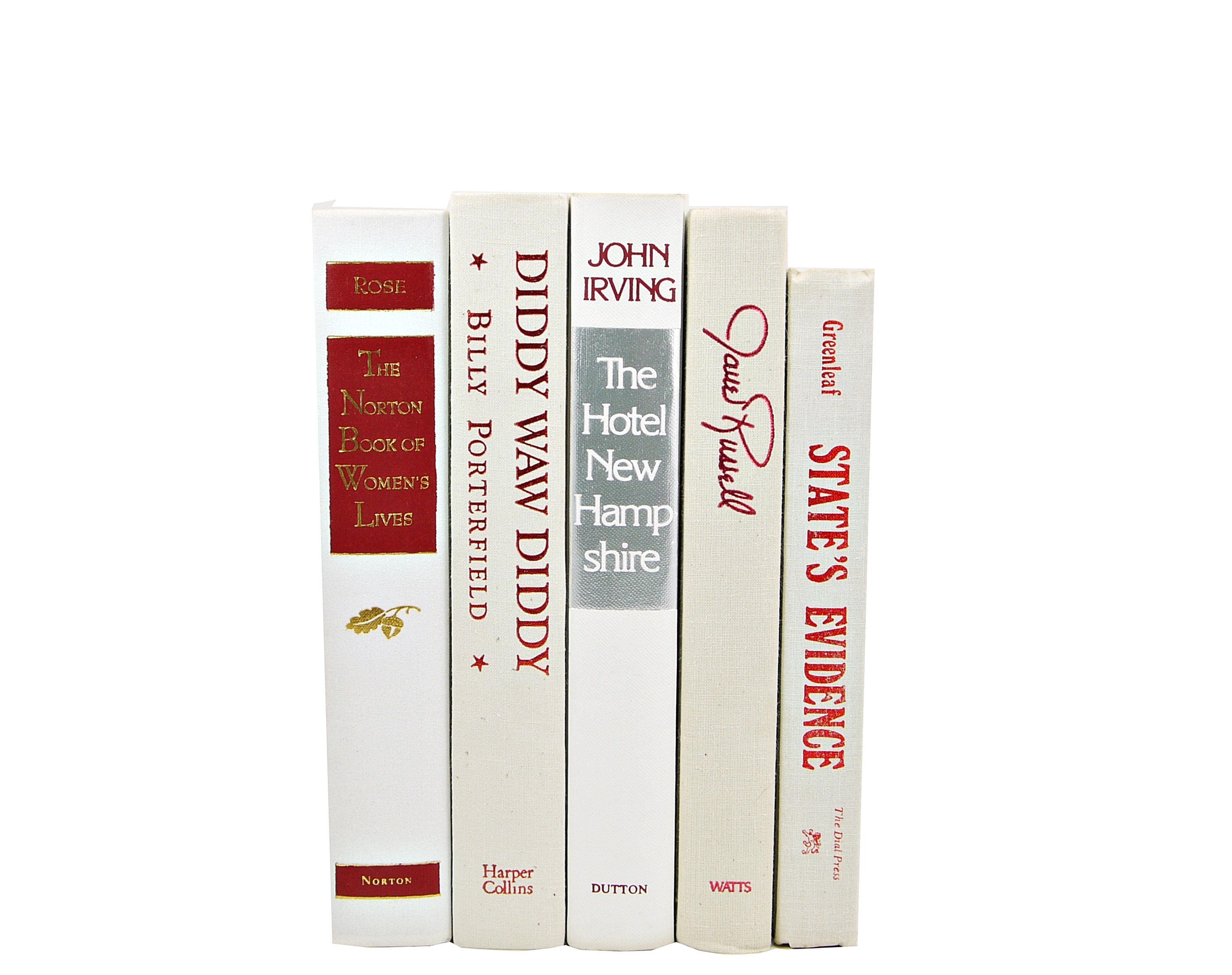 IVory White Decorative BOoks Red Book Set Cream Book Decor