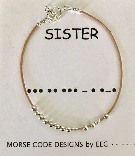 LEATHER SISTER Morse Code Bracelet Sterling Silver Bracelet