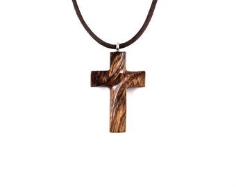 Wooden Cross Necklace, Wooden Cross Pendant, Mens Cross Necklace, Cross Necklace, Christian Jewelry, Wood Cross Pendant, Hand Carved Cross