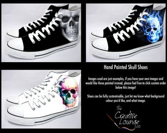 Hand Painted Shoes, Detailed Skull Shoes, Gifts for him, Unique gift ideas, Fully Customisable Sneakers, Death Grim Reaper, Personalised