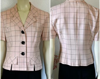 Vintage Womens Jacket | 80s Blazer | Short Sleeve Blazer | Pink Blazer | Short Sleeve Suit Jacket | Pink Blazer | Short Sleeve Jacket