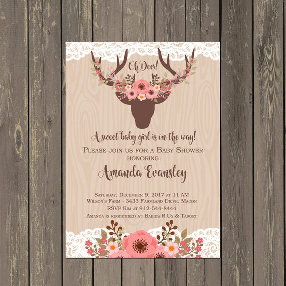 Doe Baby Shower Invitation Oh Deer Il 570xn