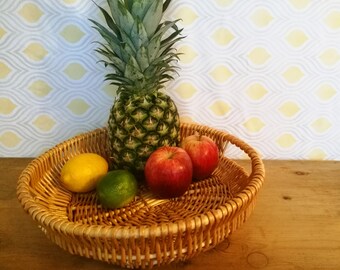 Natural Willow Oval Shaped Gift Basket Fruit Bowl Bread Serving Tray With Handle