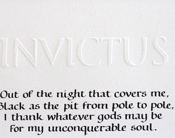 Invictus Poem, I am the master of my fate, Calligraphy Print, Invictus, Inspirational poster, Cancer gift, sport print, motivational quote