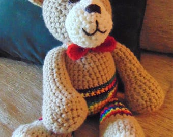 Crocheted teddy bear stuffed animal doll toy "Benny"