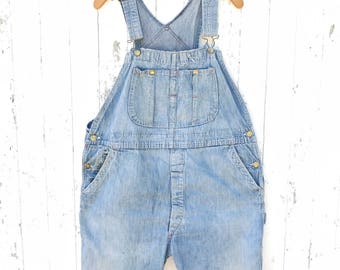 Vintage Denim Overalls Shorts Sz M 1960s Dungarees Salopette