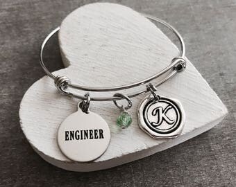 Female Engineer, Civil Engineer, Mechanical Engineer, Engineering, Graduation, Gifts, Silver Bracelet, Silver Jewelry, Charm Bracelet