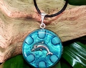 Turquoise Orgone Pendant - Dolphin - Spiritual Gift, Harmony, Balance, Energy Healing Jewellery - Medium