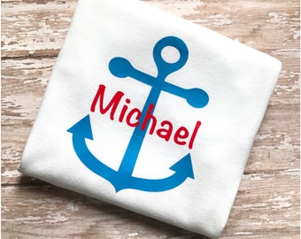 Babys Personalized Anchor Bodysuit, Custom Anchor Infant Outfit, Boy or Girl Baby Shower Gift Set, Name Anchor Onesie, Coming Home Outfit,