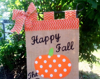 Fall Garden Flag ,Pumpkin Flag, Personalized Fall Flags, Burlap Garden Flag ,Halloween Flag, Fall Decorations,Fall Porch