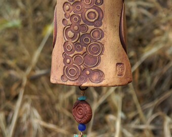 Ceramic Wind Chime Garden Bell with Crop Circle Pattern, Unique Garden Art Decor Sculptured Bird, Copper Sail IN PRODUCTION!