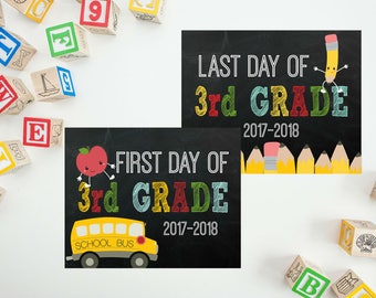 First Day of School Sign - Back To School Printable - 3rd Grade Sign - Last Day of School - First Day Chalkboard Sign PRINTABLE 8x10