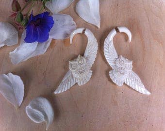 Owl Fake Gauge Earrings, Owl Earrings