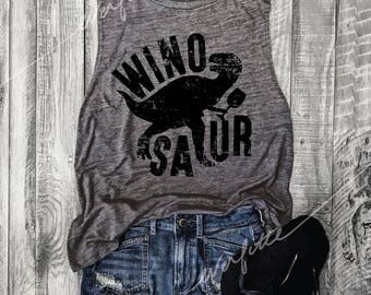 Winosaur Muscle Tee in Asphalt/Black Workout Top, Muscle Tank