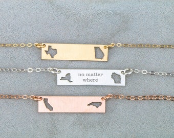 SALE • Graduation Gift Bar Necklace Graduate Necklace State Necklace • Moving Gift Friend Jewelry Mom Gift Long Distance BFF Gift Leaving