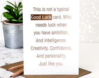 Good Luck Card; Gold Foil Good Luck Card; Rose Gold Foil; New Job Card; GC380