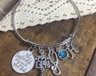 graduation Gift for LPN , LPN charm bracelet, practical nurse jewelry, LPN jewelry, lpn bracelet, nurse charm bracelet